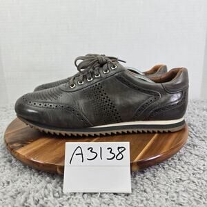 Johnston & Murphy Ryland Gray Leather U-Throat Brogue Oxford Sneaker Men 10 M